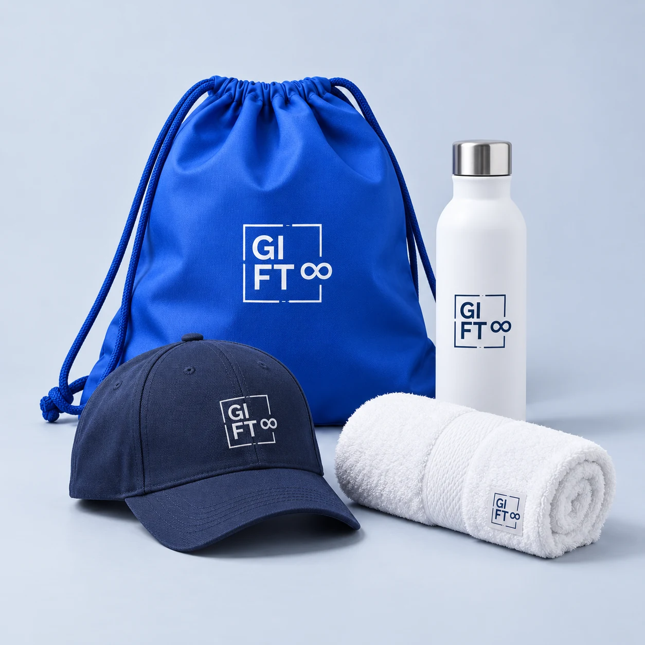 Kit de bem-estar Gift8 com bolsa, garrafa e toalha