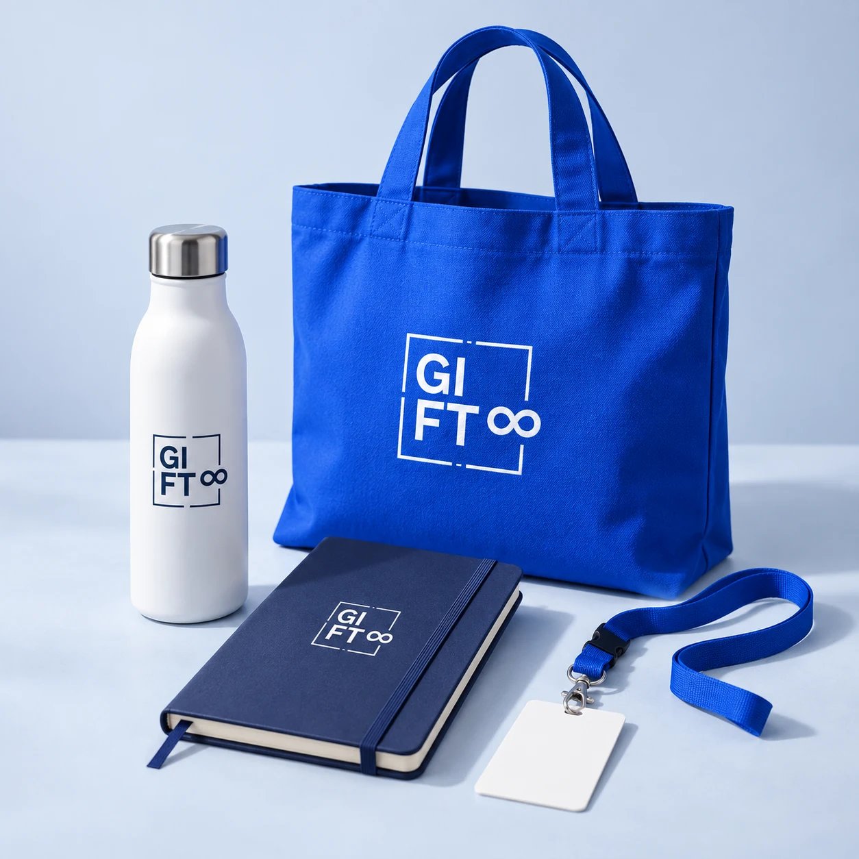 Kit para eventos Gift8 com ecobag, garrafa e caderno